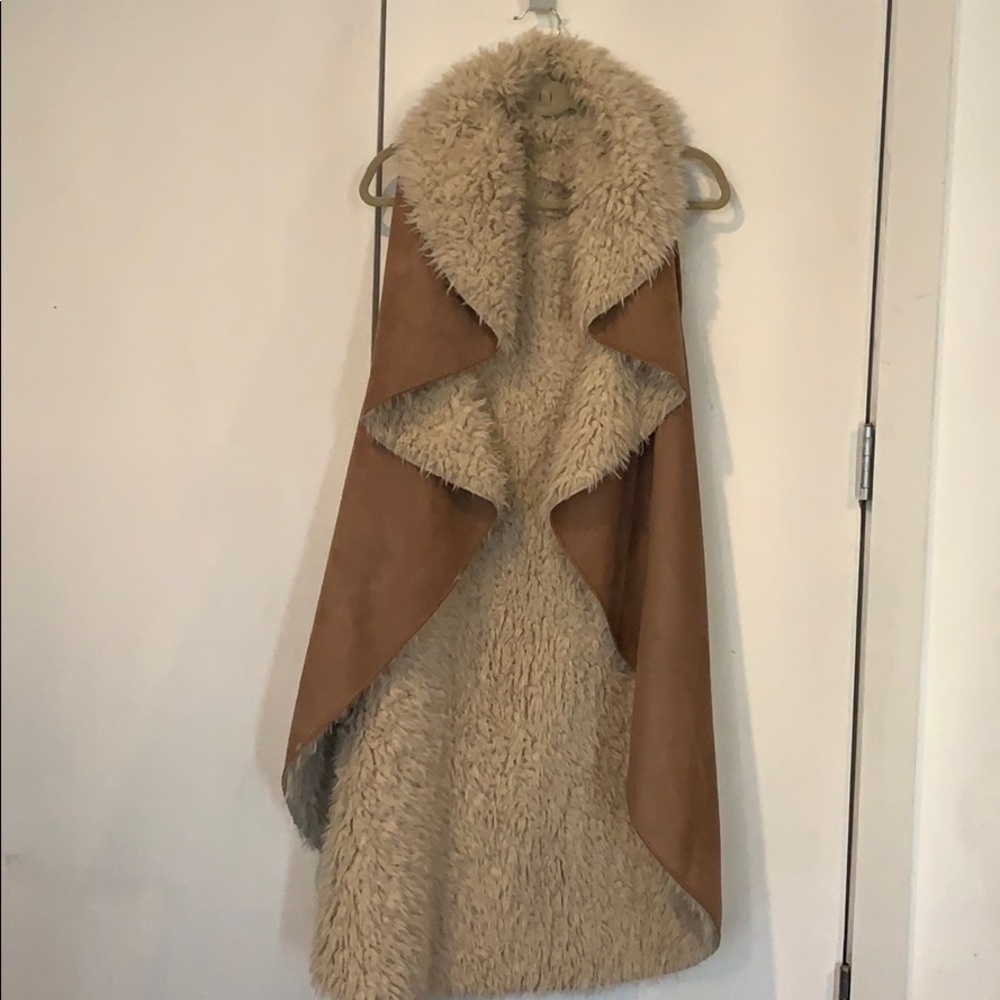Reversible LF faux fur faux suede long vest